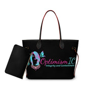 Premium Optimism Integrity and Contentment Tote Bags. Black$45 St Optimismic Wigs and Gifts St Paul MN.