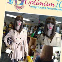 Brown Wigs with bangs Optimismic Wigs and Gifts. Blair Chocolate bob Wigs synthetic $59 Optimismic Wigs and Gifts West St Paul MN 