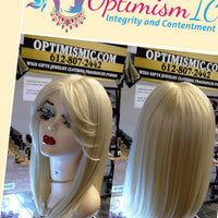 Blonde bob wigs for women near Minneapolis and St Paul at Optimismic Wigs and Gifts. Blonde synthetic glueless bob Wig with bangs $59 Optimismic Wigs and Gifts West St Paul MN