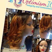 Black and Auburn 1b/27 human hair lace front HD Wig at Optimismic Wigs and Gifts near Minneapolis and St Paul 1201 S Robert Street St Paul Minnesota 55118. Charmaine blonde ombre $75 100% Human Hair Lace Front Wig Optimismic Wigs and Gifts West St Paul MN