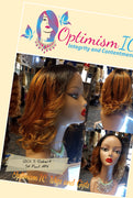 Black and Auburn 1b/27 human hair lace front HD Wig at Optimismic Wigs and Gifts near Minneapolis and St Paul 1201 S Robert Street St Paul Minnesota 55118. Charmaine blonde ombre $75 100% Human Hair Lace Front Wig Optimismic Wigs and Gifts West St Paul MN