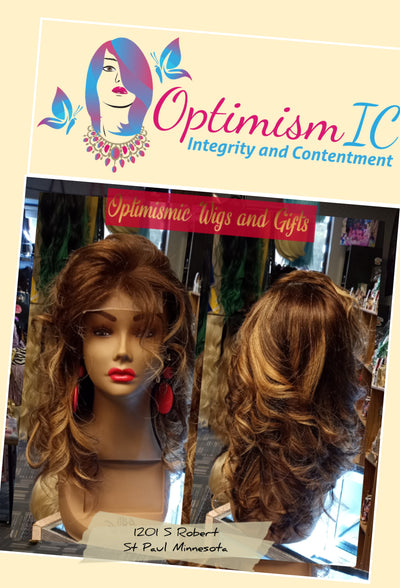 Dazzling Balayage 13x6 HD Lace 2 $99 100% Human Hair Lace Wig at Optimismic Wigs and Gifts West St Paul MN. Shop brown human hair lace front wigs near me.