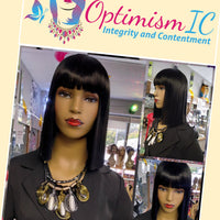 Bob hair wigs at Optimismic Wigs and Gifts . Fashion black synthetic glueless Bob Wig $59 Optimismic Wigs and Gifts Shop St Paul MN 55118