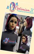 Symphony Burgundy and black human hair bob wigs at Optimismic Wigs and Gifts 