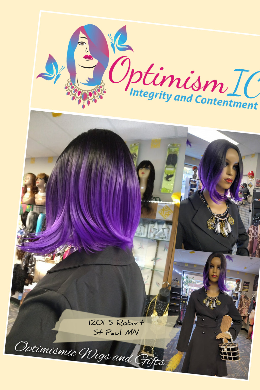 Purple wigs at Optimismic Wigs and Gifts. $25 Purple and Black Synthetic Cheap Cosplay Fashion Wigs for Tik Tok OptimismIC Wigs and Gifts