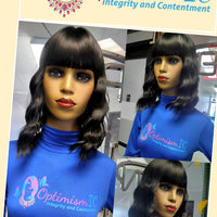 Coco Black Body Wave Synthetic Bang Wigs OptimismIC Wigs and Gifts $69