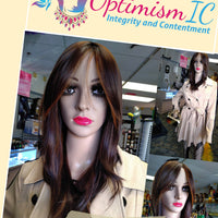 Wigs for women near Minneapolis and St Paul at Optimismic Wigs and Gifts. Jacquelyn Balayage Brown Synthetic glueless Wigs $59 Optimismic Wigs and Gifts West St Paul MN. 