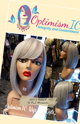 Gray wigs for women nearby at Optimismic Wigs and Gifts. Lexy Wigs Gray Synthetic Glueless $59 at OptimismIC Wigs and Gifts West St Paul MN