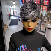 Buy salt and pepper pixie cut wigs at Optimismic Wigs and Gifts. Minnesota wig shops.