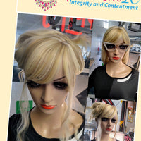 Blonde wigs hair toppers at Optimismic Wigs and Gifts 