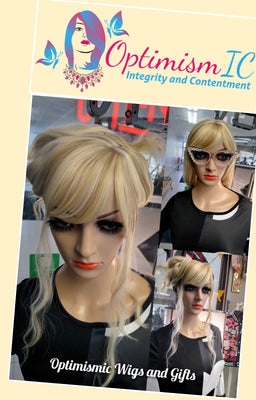 Blonde wigs hair toppers at Optimismic Wigs and Gifts 