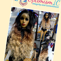 Goddess HD Lace 3 Colored body wave Synthetic 28-inch Lace Front Wigs $69 Optimismic Wigs and Gifts