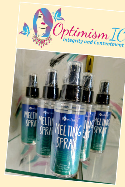 Lace Melting Spray $5 at Minnesota wigs store OptimismIC Wigs and Gifts. Wig Tools and Supplies OptimismIC Wigs and Gifts Shop Saint Paul Minnesota 